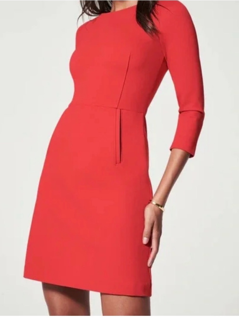 Spanx The Perfect Shift Dress- Women's Sz. Large Classic Boatneck 3/4 sleeve